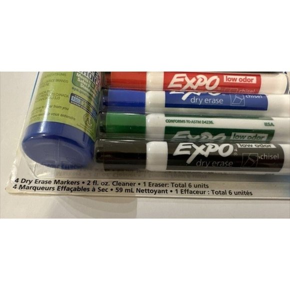 Low Odor Dry Erase Set : 4 Markers, White Board Eraser, Cleaner Spray NEW SEALED - Picture 6 of 7